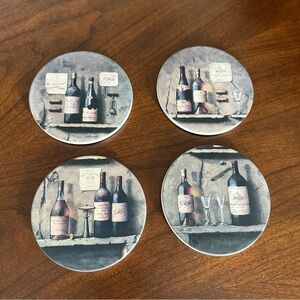 Set of 4 Coaster Stone Coasters Grey Wine Theme